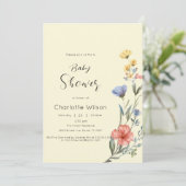 Aquarell Wildblume Kinderdusche Einladung (Stehend Vorderseite)