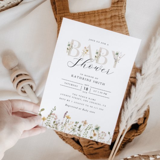 Aquarell Wildblume Kinderdusche Einladung