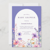 Aquarell Wildblume Lila BläsernBaby Dusche Einladung (Vorderseite)