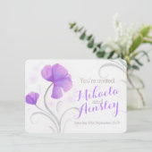 Aquarell Wildblume lila Hochzeit einladen Einladung (Stehend Vorderseite)