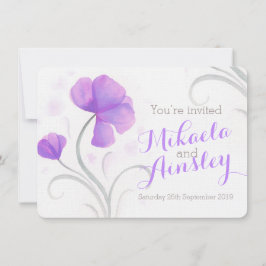 Aquarell Wildblume lila Hochzeit einladen Einladung