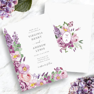 Aquarell Wildblume Lila Hochzeit Einladung
