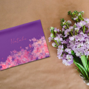 Aquarell-Wildblume lila Name Geschirrtuch