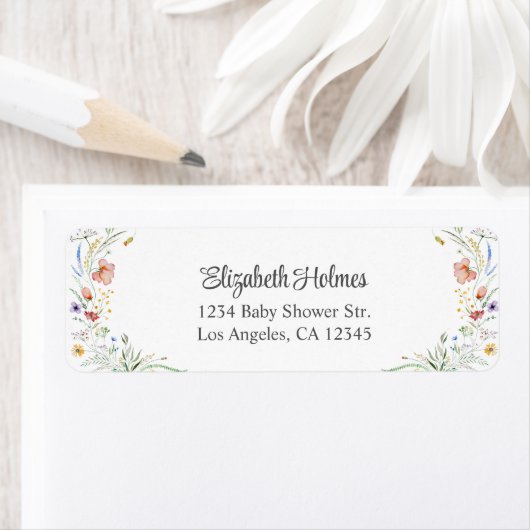 Aquarell Wildblume Meadow Baby Dusche Anschrift (Insitu)