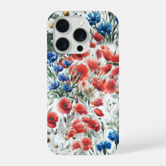 Aquarell-Wildblume Mohn Daisy Botanisch iPhone Hülle (Rückseite)