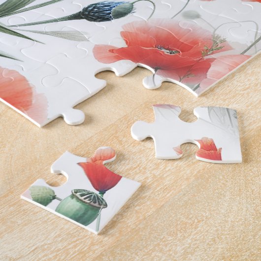 Aquarell-Wildblume Mohn Gänseblümchen Puzzle (Seite)
