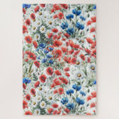 Aquarell-Wildblume Mohn Gänseblümchen Puzzle (Vertikal)