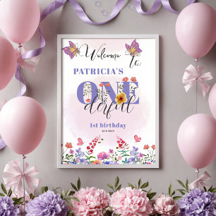 Aquarell-Wildblume Onederful Geburtstags-Willkomme Poster