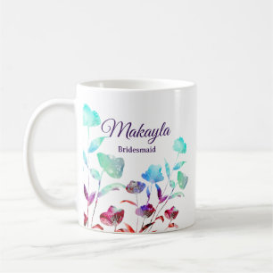 Aquarell Wildblume Personalisiert Bridesmaid Gesch Kaffeetasse