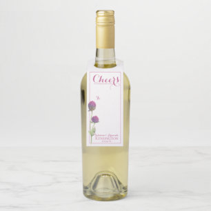 Aquarell-Wildblume Rosa Florale Hochzeit Flaschenanhänger