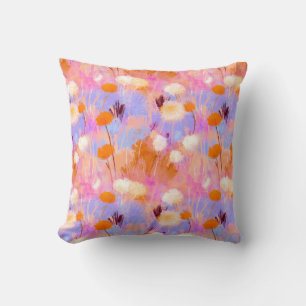 Aquarell-Wildblume Rosa Lavendel Orange Kissen