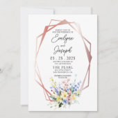 Aquarell Wildblume Rose Gold Frame Boho Hochzeit Einladung (Vorderseite)