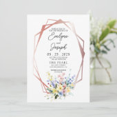 Aquarell Wildblume Rose Gold Frame Boho Hochzeit Einladung (Stehend Vorderseite)