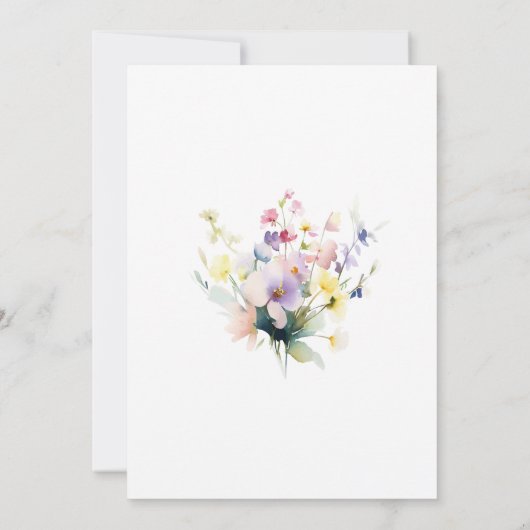 Aquarell Wildblume Rose Gold Frame Boho Hochzeit Einladung (Rückseite)