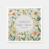 Aquarell Wildblume Rustic Boho Babydusche Serviette (Vorderseite)