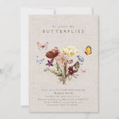 Aquarell-Wildblume Schmetterling-Brautparty Einladung (Vorderseite)
