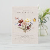 Aquarell-Wildblume Schmetterling-Brautparty Einladung (Stehend Vorderseite)