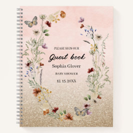 Aquarell-Wildblume und Butterfly Babydusche No Notizblock