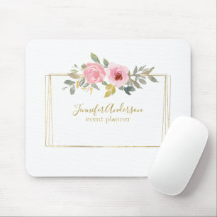 Aquarell-Wildblume Üppig Hauchzartes Rosa Blütenfl Mousepad