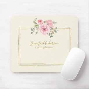 Aquarell-Wildblume Üppig Hauchzartes Rosa Blütenfl Mousepad