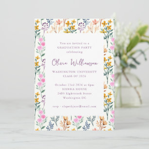 Aquarell-Wildblumen-Abschlussfeier im floralen Sti Einladung