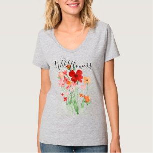 Aquarell-Wildblumen auf T-Shirt