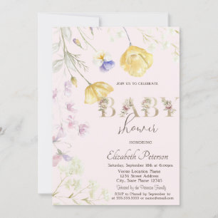 Aquarell-Wildblumen-Baby-Party Einladung