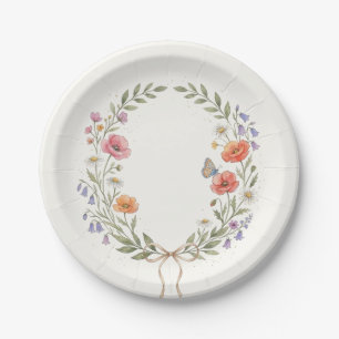 Aquarell-Wildblumen-Baby-Party-Teller aus Papier Pappteller