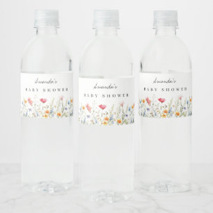 Aquarell-Wildblumen-Baby-Party Wasserflaschenetikett