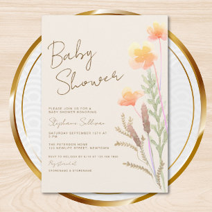 Aquarell-Wildblumen-Baby-Shower-Einladung Einladung