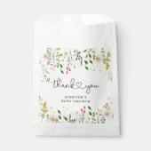 Aquarell Wildblumen Babydusche Danke Geschenktütchen (Vorderseite)