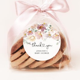 Aquarell Wildblumen Babydusche Danke Runder Aufkleber