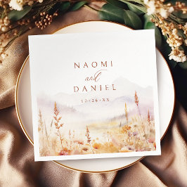 Aquarell-Wildblumen-Berg-Herbst-Hochzeit im rustik Serviette