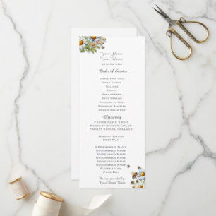 Aquarell-Wildblumen-Bienen-Hochzeitsprogramm Programm