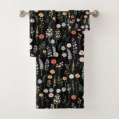Aquarell-Wildblumen-Blumen-Botanik-Muster Badhandtuch Set (Insitu)