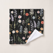 Aquarell-Wildblumen-Blumen-Botanik-Muster Badhandtuch Set (Waschlappen)