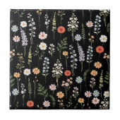 Aquarell-Wildblumen-Blumen-Botanik-Muster Fliese (Vorderseite)