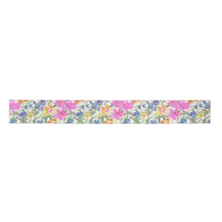 Aquarell-Wildblumen-Blumen - Pastell-Rosa Lila Satinband