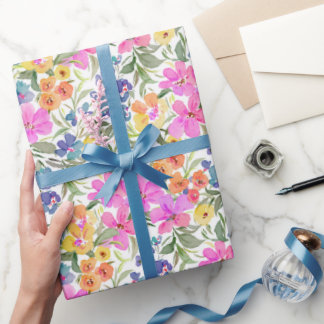 Aquarell-Wildblumen-Blumen - Pastellrosa Lila Geschenkpapier