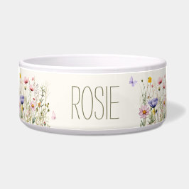 Aquarell-Wildblumen-Blumen-Personalisiert  Napf