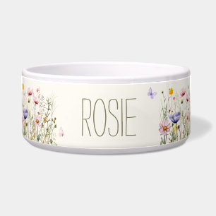 Aquarell-Wildblumen-Blumen-Personalisiert  Napf