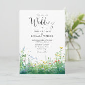 Aquarell-Wildblumen-Blumen-QR-Code-Hochzeit Einladung (Stehend Vorderseite)