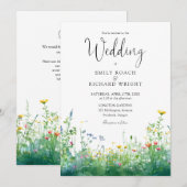 Aquarell-Wildblumen-Blumen-QR-Code-Hochzeit Einladung (Vorne/Hinten)