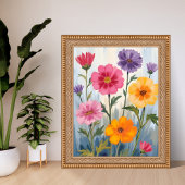 Aquarell-Wildblumen | Blumenfeld-Malerei Poster