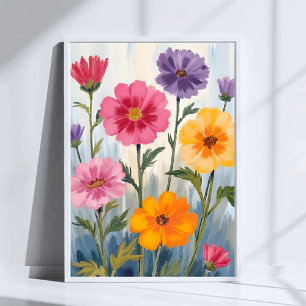 Aquarell-Wildblumen   Blumenfeld-Malerei Poster
