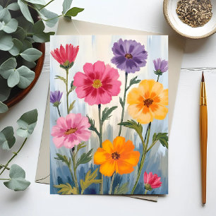 Aquarell-Wildblumen   Blumenfeld-Malerei Postkarte