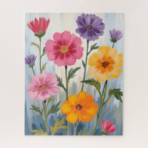 Aquarell-Wildblumen Blumenfeld-Malerei Puzzle