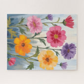 Aquarell-Wildblumen | Blumenfeld-Malerei Puzzle (Horizontal)