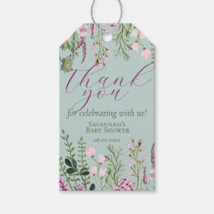 Aquarell Wildblumen Blumengrün Vielen Dank Geschenkanhänger