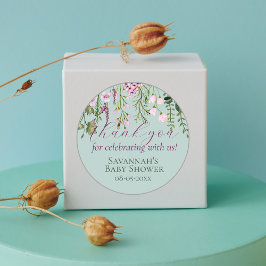 Aquarell Wildblumen Blumengrün Vielen Dank Runder Aufkleber